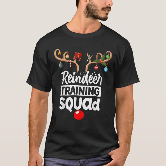 Reindeer Training Squad Family Matching Funny Chri T-Shirt (Front)
