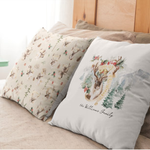 Reindeer & Tree Farm   Merry Christmas  Cushion