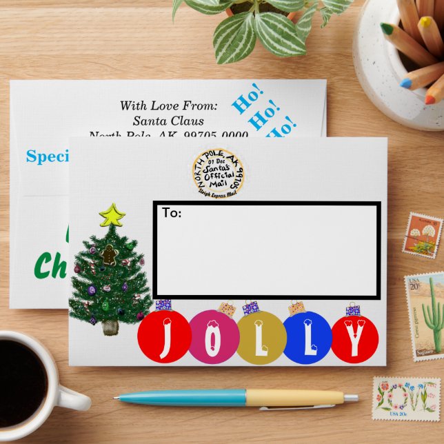 Reindeer Tree Ornaments Letter From Santa Envelope (Desk)