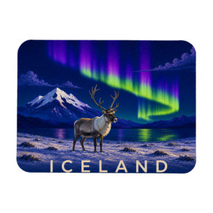 Reindeer Under the Aurora Iceland Flexi Magnet