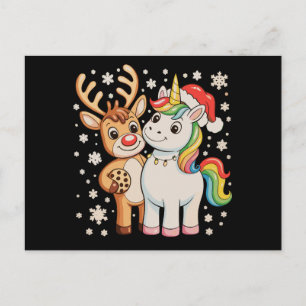 Reindeer Unicorn Christmas Xmas Holiday Season Postcard