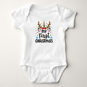 Reindeer Unicorn My First Christmas Baby Bodysuit