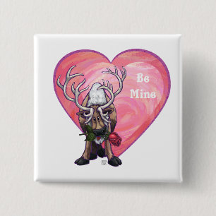 Reindeer Valentine's Day 15 Cm Square Badge
