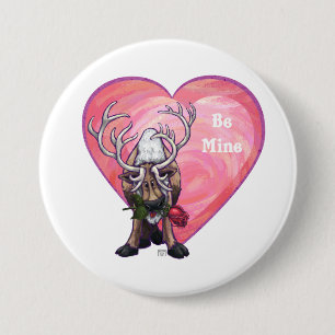 Reindeer Valentine's Day 7.5 Cm Round Badge