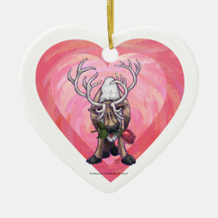 Reindeer Valentine's Day Ceramic Tree Decoration