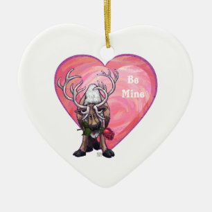 Reindeer Valentine's Day Ceramic Tree Decoration