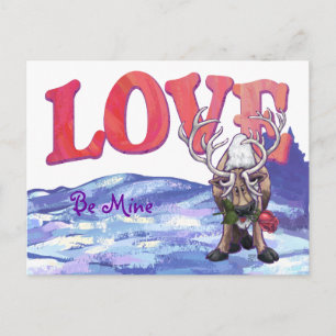 Reindeer Valentine's Day Holiday Postcard