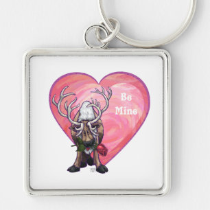 Reindeer Valentine's Day Key Ring