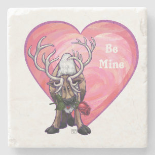 Reindeer Valentine's Day Stone Coaster