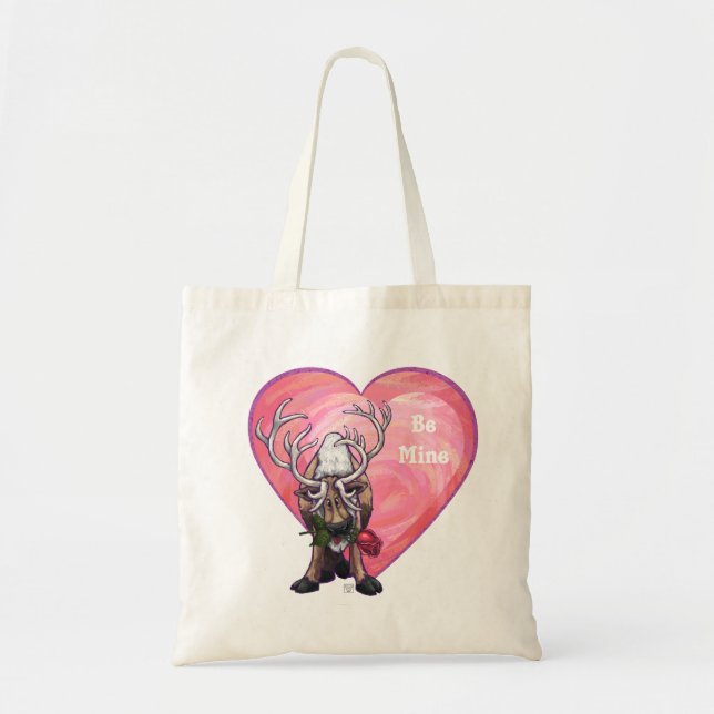 Reindeer Valentine's Day Tote Bag (Front)