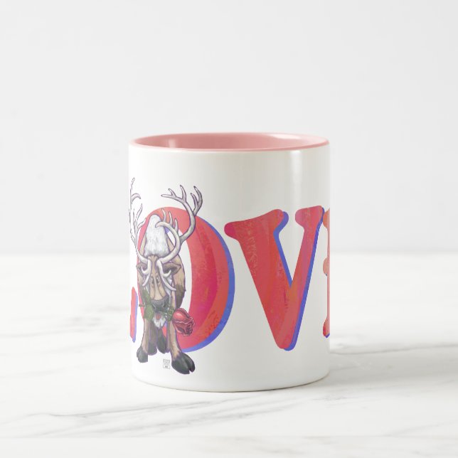 Reindeer Valentine's Day Two-Tone Coffee Mug (Center)