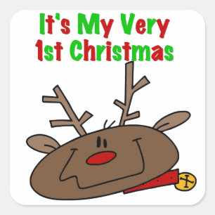 Reindeer Very 1st Christmas Square Sticker