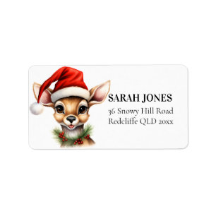 Reindeer Vintage Cute Christmas Wishes Label