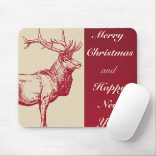Reindeer Vintage Illustration Mouse Mat
