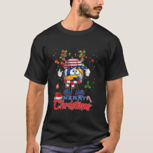 Reindeer Volleyball Ball American Flag Christmas T T-Shirt