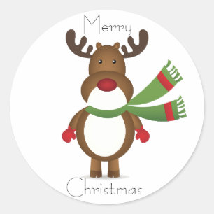 Reindeer Wearing a Green Scarf Sticker