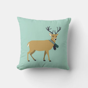 Reindeer Wearing a Winter Scarf (Christmas Animal) Cushion