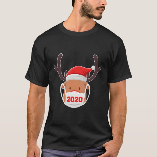 Reindeer Wearing Mask Quarantine 2020 For Christma T-Shirt (Front)