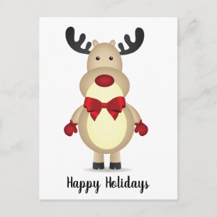 Reindeer Wearing Red Bow Tie Postcard