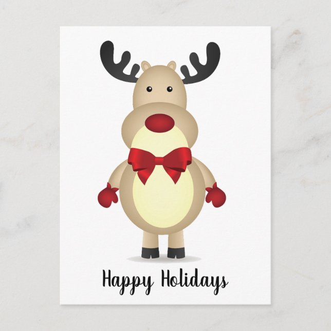 Reindeer Wearing Red Bow Tie Postcard (Front)