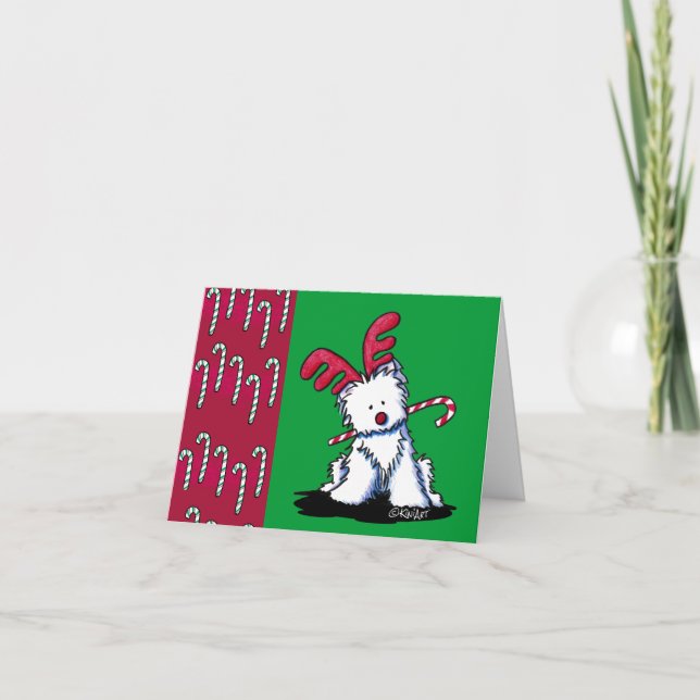 Reindeer Westie Christmas Card (Front)
