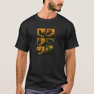 Reindeer Wildlife Forest Animals Silhouette Bear W T-Shirt