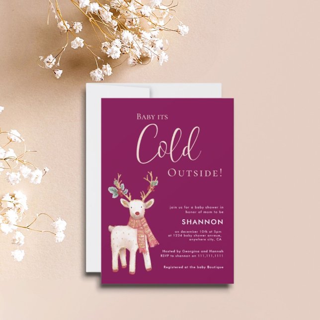 Reindeer Winter Cold Outside Baby Shower  Invitation (Creator Uploaded)