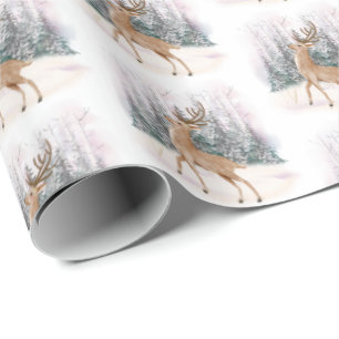 Reindeer Winter Scene Christmas Wrapping Paper