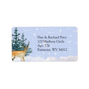 Reindeer Winter Scene Return Address Label