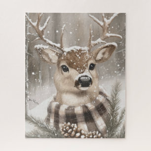 Reindeer Winter Snow Christmas Holiday Jigsaw Puzzle