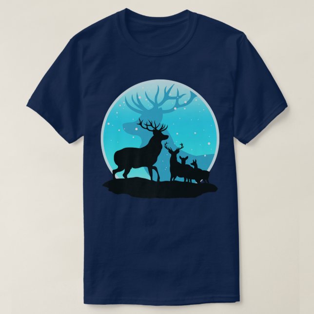 Reindeer, Winter Snow, Christmas, Men Women Kids,  T-Shirt (Design Front)