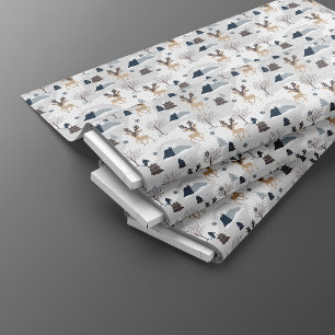 Reindeer Winter White Christmas Seamless Pattern Fabric