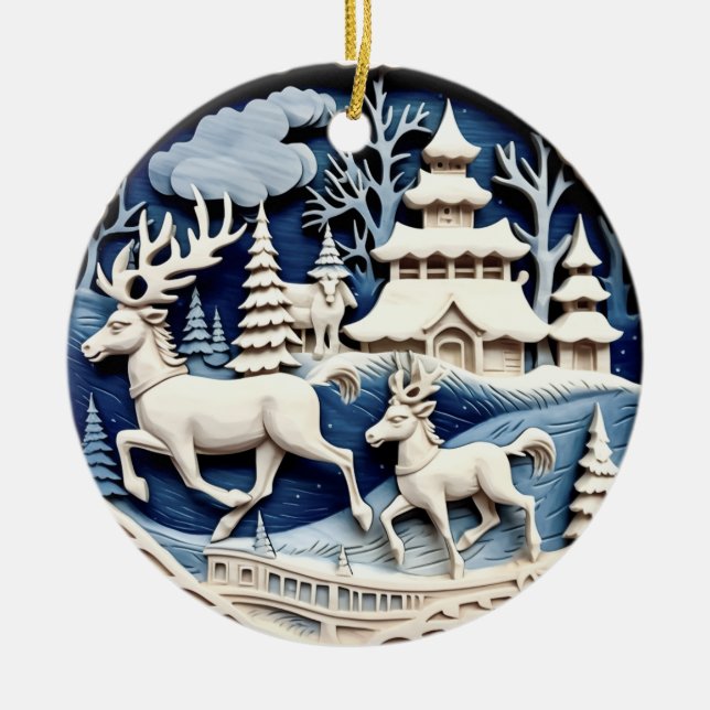 Reindeer Winter Wonderland Ornament (Front)