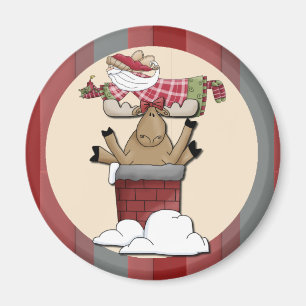 Reindeer with Antlers Stuck in the Chimney Magnet