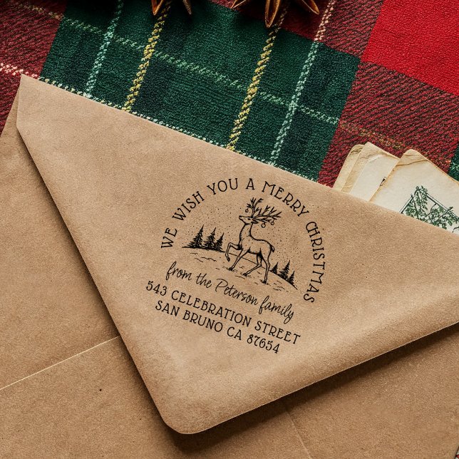 Reindeer with Baubles in Antlers Merry Christmas Self-inking Stamp (Creator Uploaded)