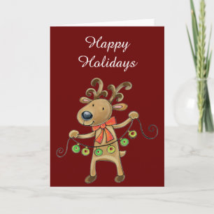 Reindeer with Christmas Lights Holiday Card