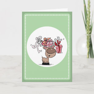 Reindeer With Gift Boxes Holiday Card