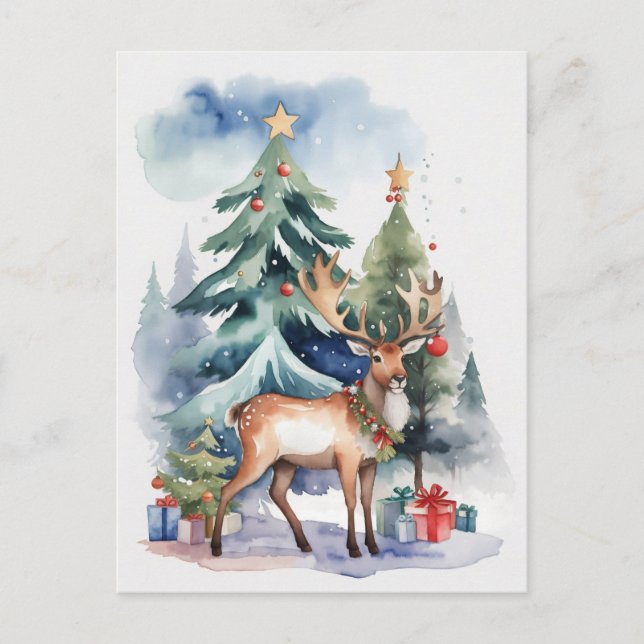 Reindeer with gifts postcard (Front)