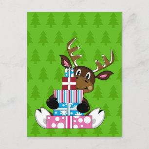 Reindeer with Gifts Postcard