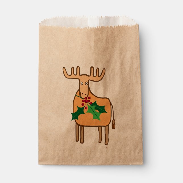 Reindeer with holly favour bags (Front)