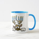 Reindeer with Menorah Antlers Chrismukkah Mug<br><div class="desc">This mug features my Jewish reindeer whose antlers are a Menorah. The text on the mug can be changed or removed. So, you can customise this as you want. This makes a fun gift for the Jewish person you know or someone who has a Jewish spouse or partner. I am...</div>