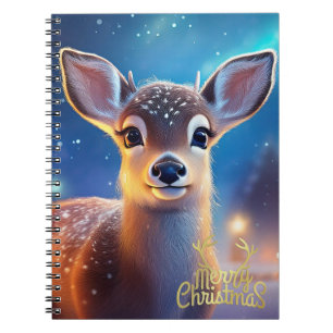 Reindeer with Merry Christmas greeting Notebook