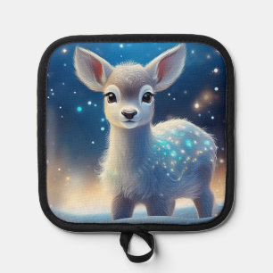 Reindeer with Merry Christmas greeting Pot Holder