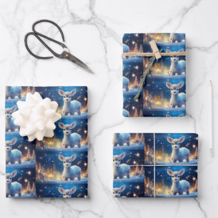Reindeer with Merry Christmas greeting Wrapping Paper Sheet