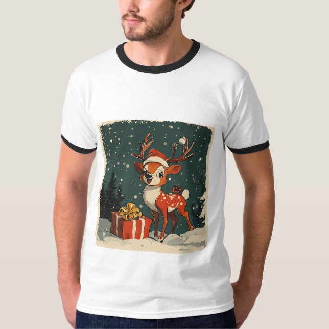 Reindeer with presents T-Shirt (Front)