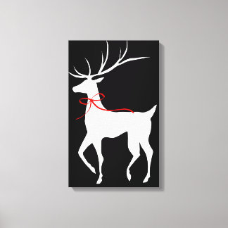 Reindeer with Red Bow Canvas Print