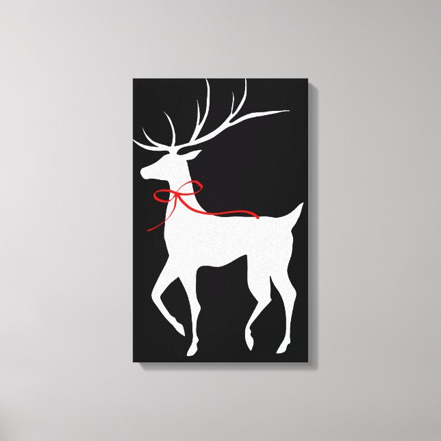 Reindeer with Red Bow Canvas Print (Front)