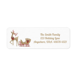 Reindeer with Sleigh Return Address Label