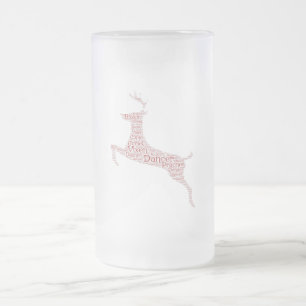 Reindeer Word Art Rudolph Blixem Comet Cupid Frosted Glass Beer Mug