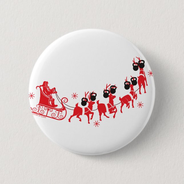 Reindeer Workout 6 Cm Round Badge (Front)